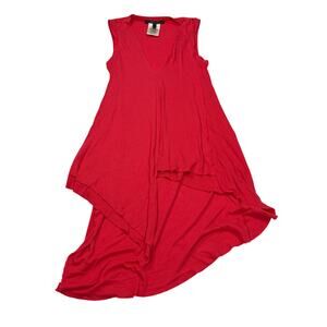 BCBGMaxAzria red sleeveless V neck, lightweight, irregular hem top. Size XS.